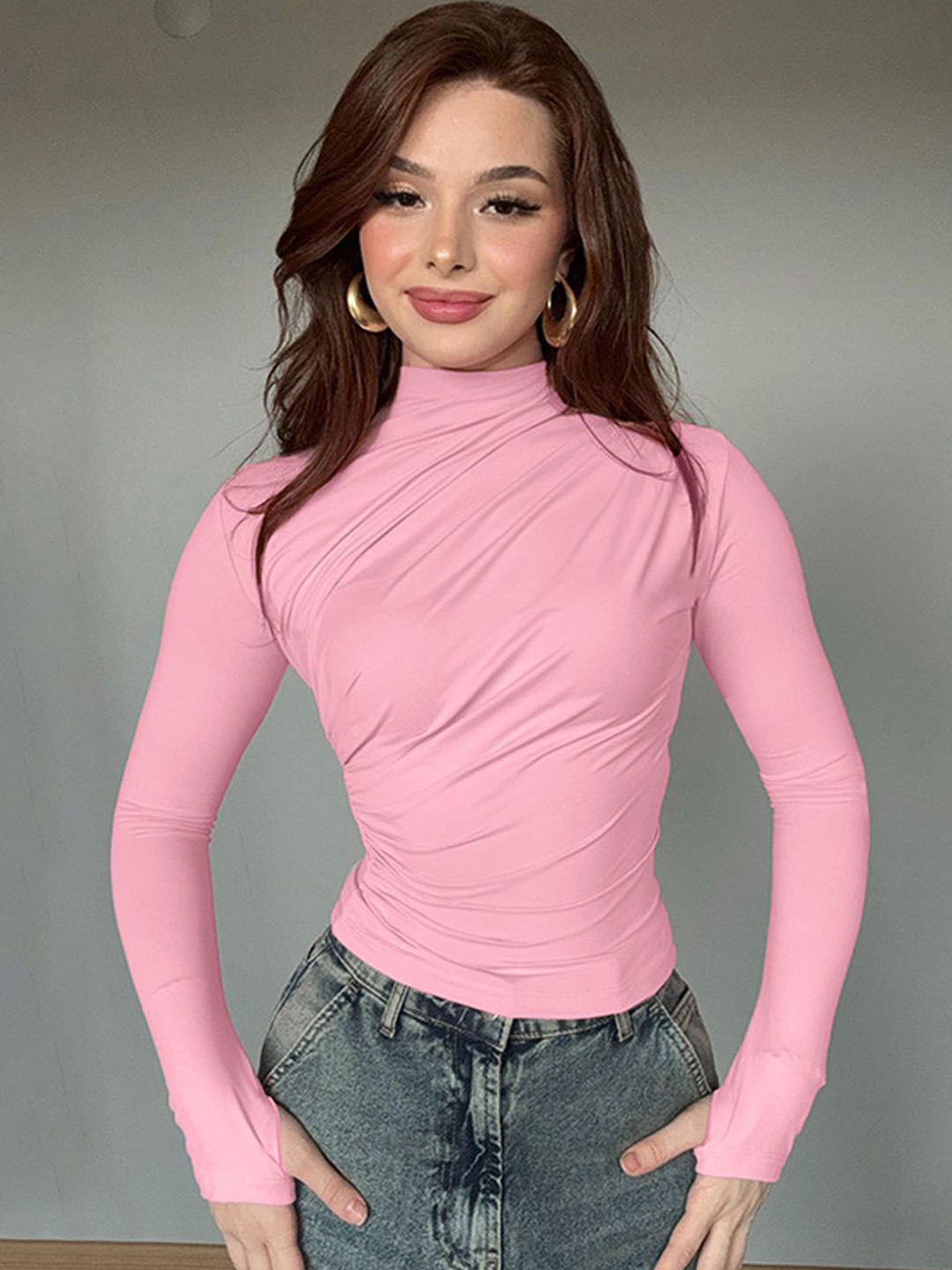 StyleCast Women High Neck Fitted Crop Top