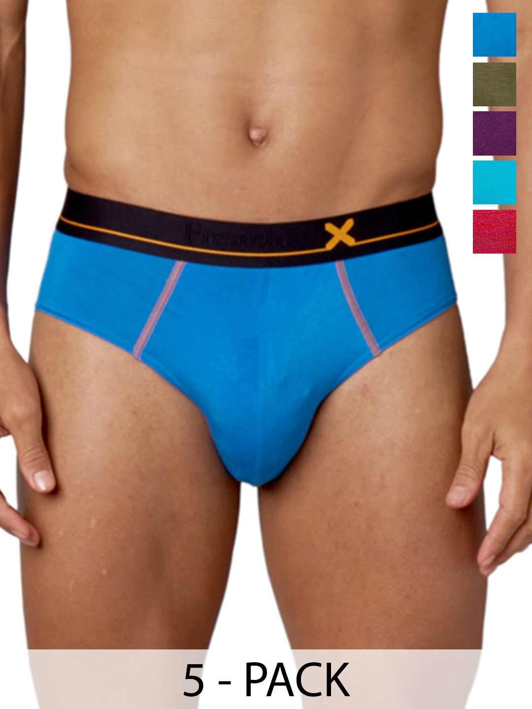 FRENCHIE Pack Of 5 Men Solid Mid Rise Basic Stretchable Briefs