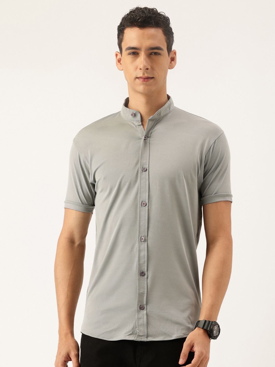 FIFTY TWO Band Collar Casual Shirt