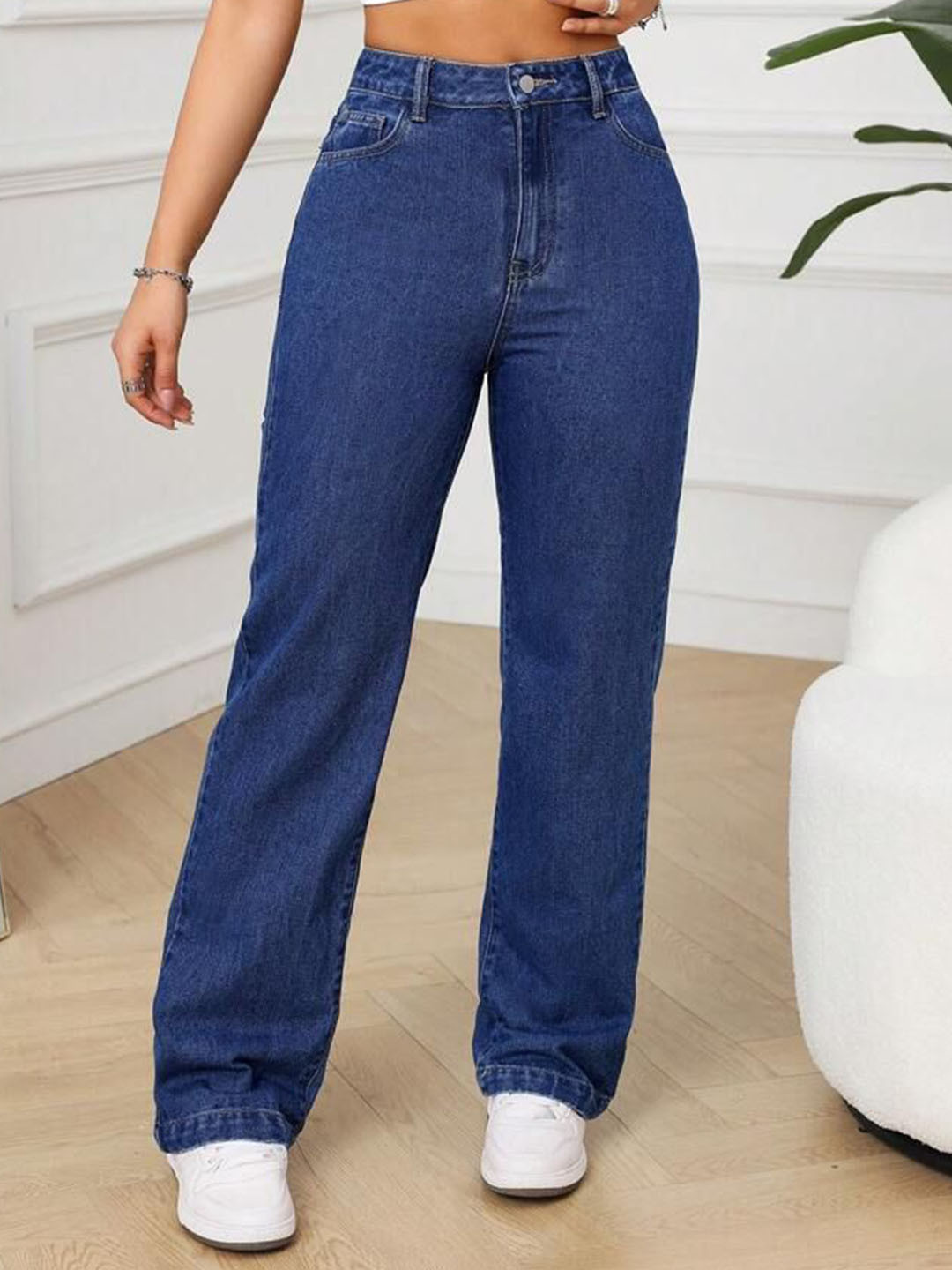 KHODIYAR LACE WORK Women Super Boyfriend Fit High-Rise Clean Look Jeans