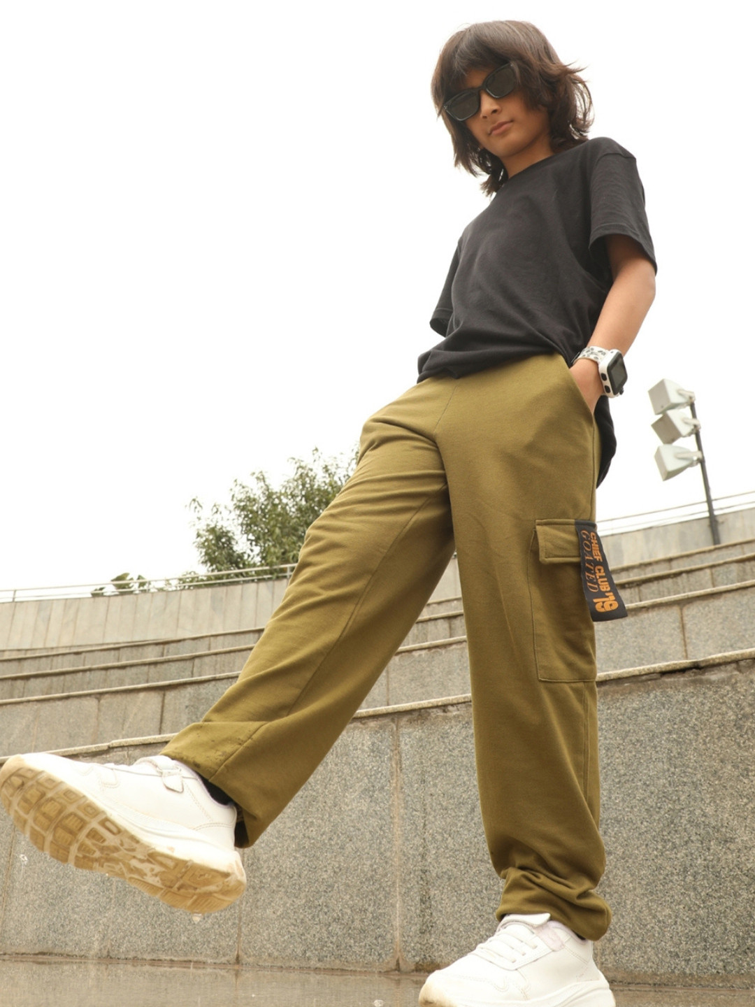 Nap Chief Kids Unisex Chief Club Goated Typography Printed Pure Cotton Joggers