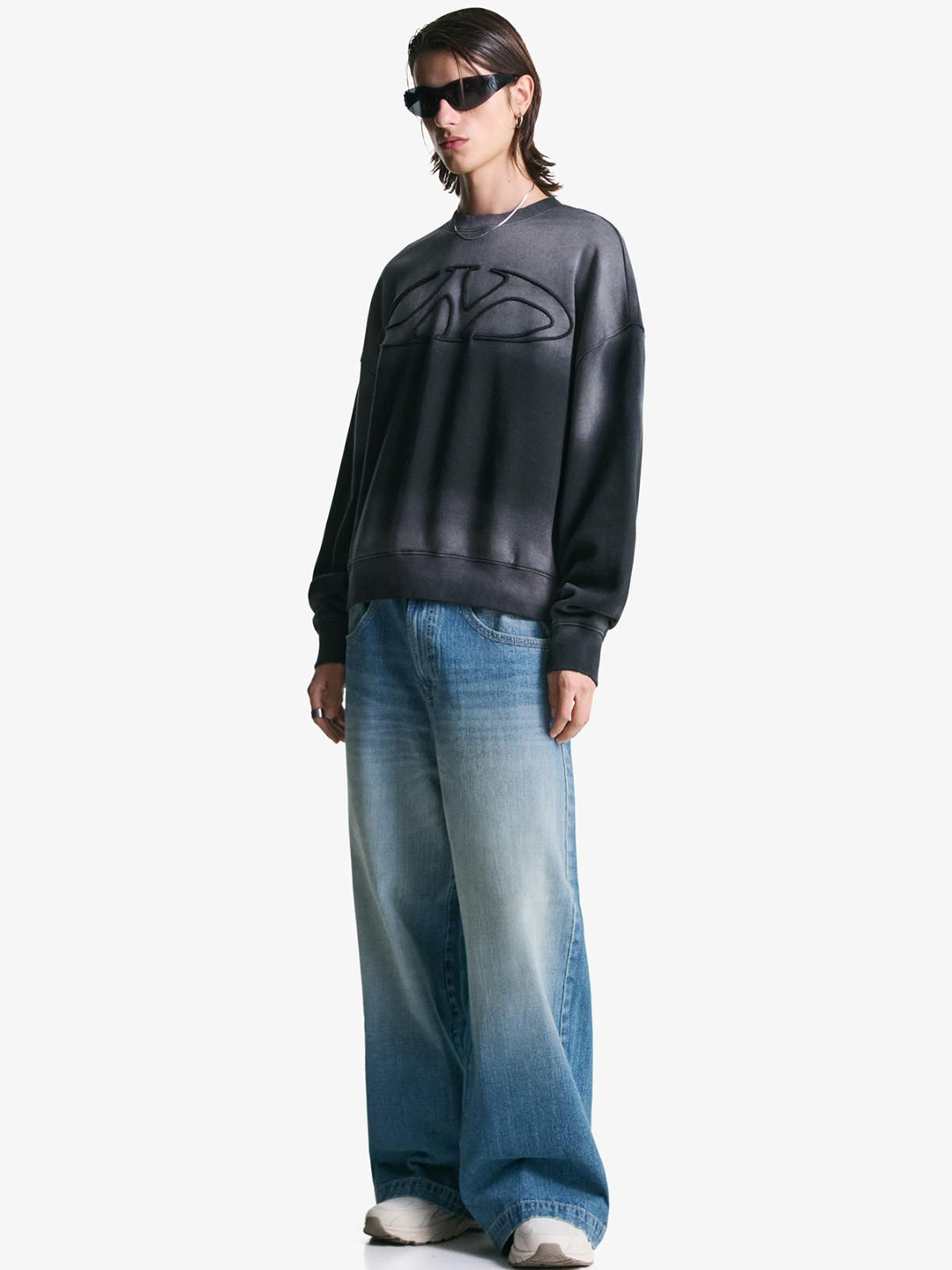 Bershka Men Low-Rise Cotton Baggy Jeans