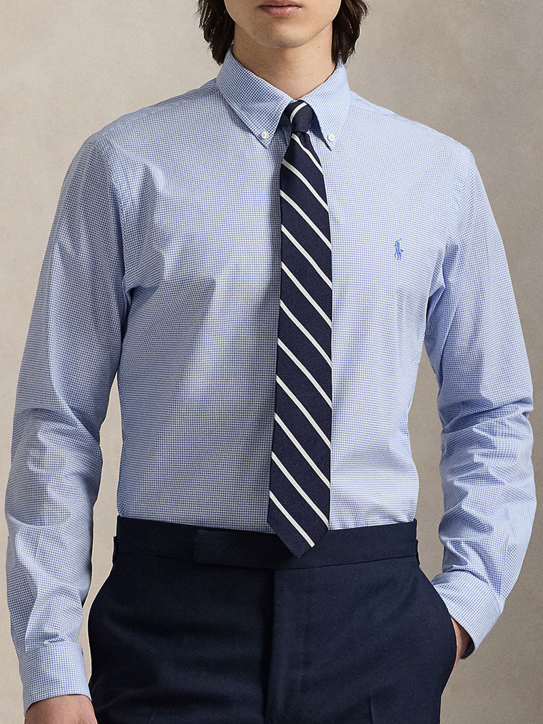 Polo Ralph Lauren Micro Ditsy Printed Stretch Cotton Poplin Formal Shirt