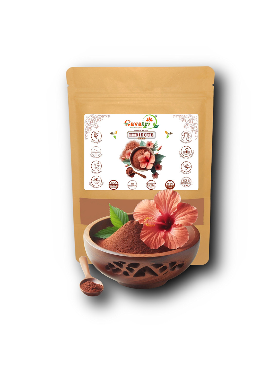Gavatri Natural Hibiscus Flower Powder For Face & Skin & Hair Care - 250 g