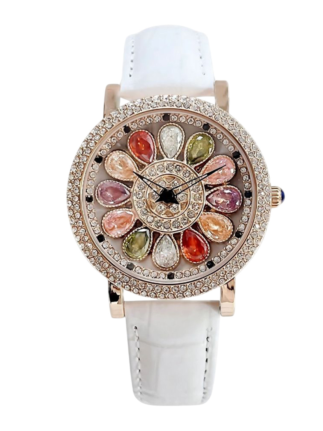 Belbi Women Round Embellished Dial & Leather Straps Analogue Watch BL42_735258602910