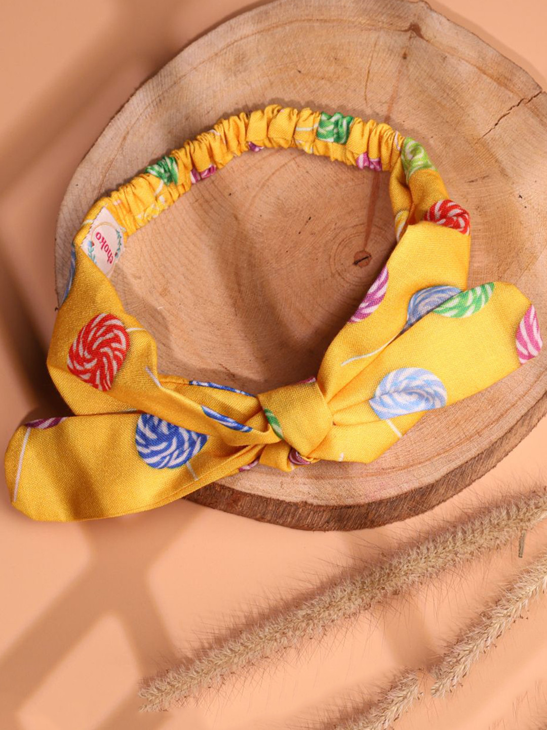 Choko Girls Fabric Headband with Lollipop Print & Knot Tie -Candy Theme