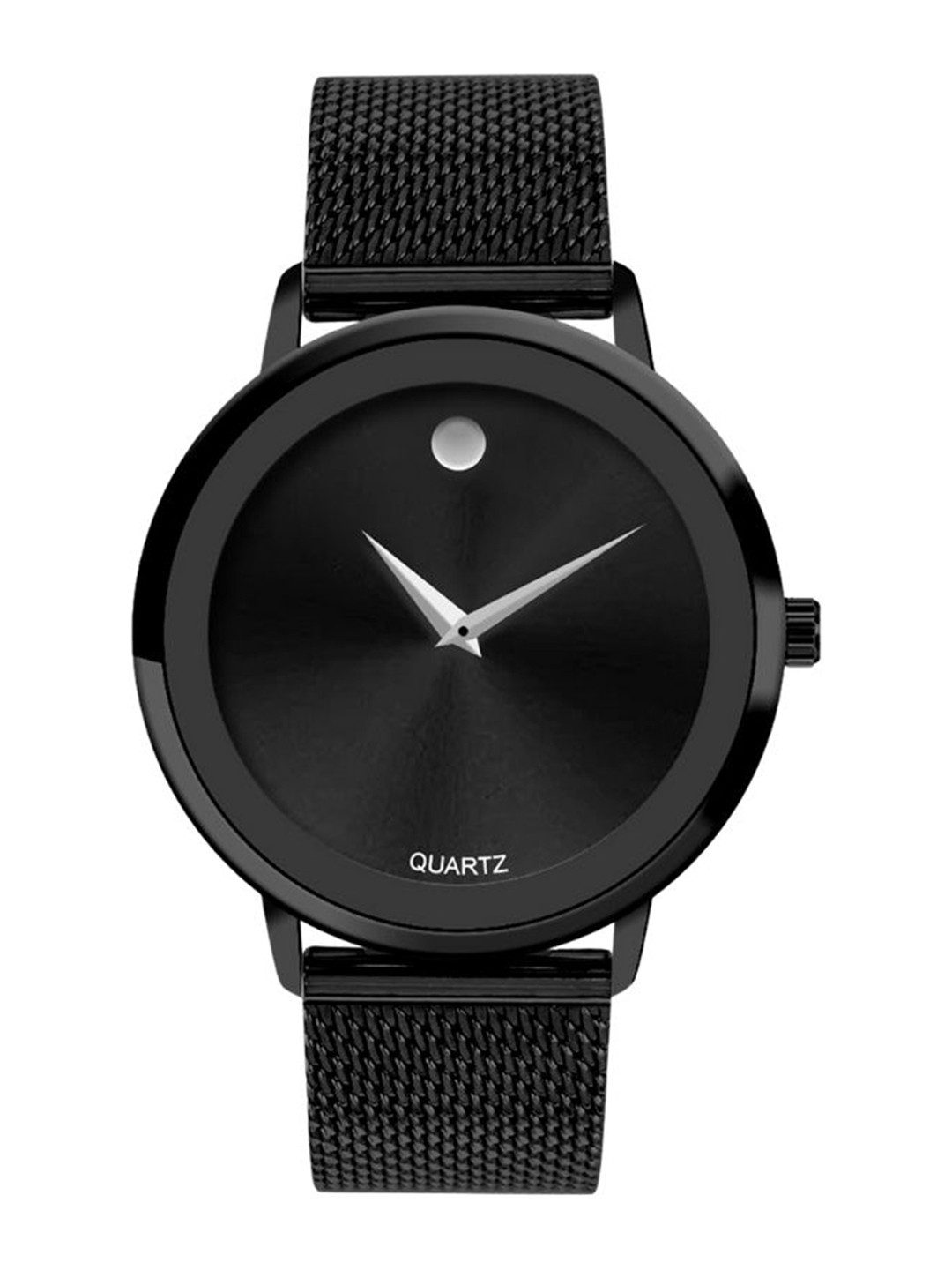 Belbi Women Round Dial Stainless Steel Strap Black Quartz Watch