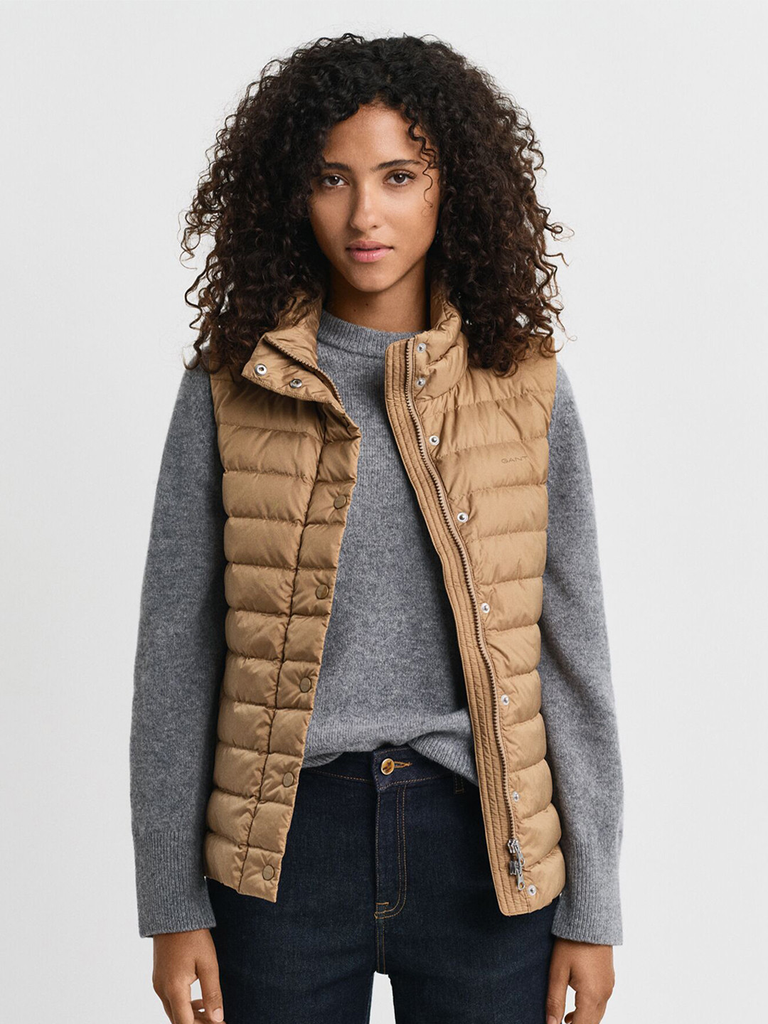 GANT Striped Stand Collar Lightweight Gilet Jacket