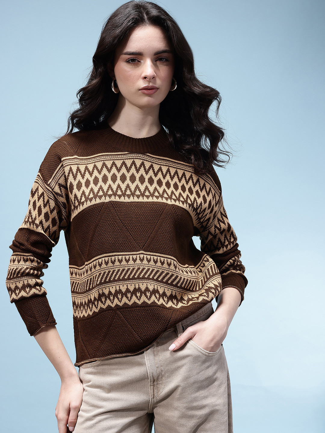 glitchez Chevron Drop Shoulder Pullover