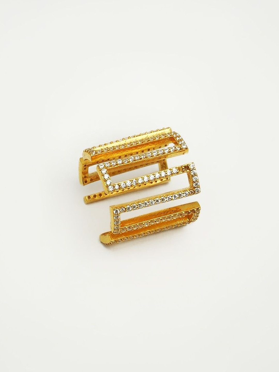 Mitali Jain 925 Sterling Silver Gold-Plated Artificial Stones Studded Finger Ring