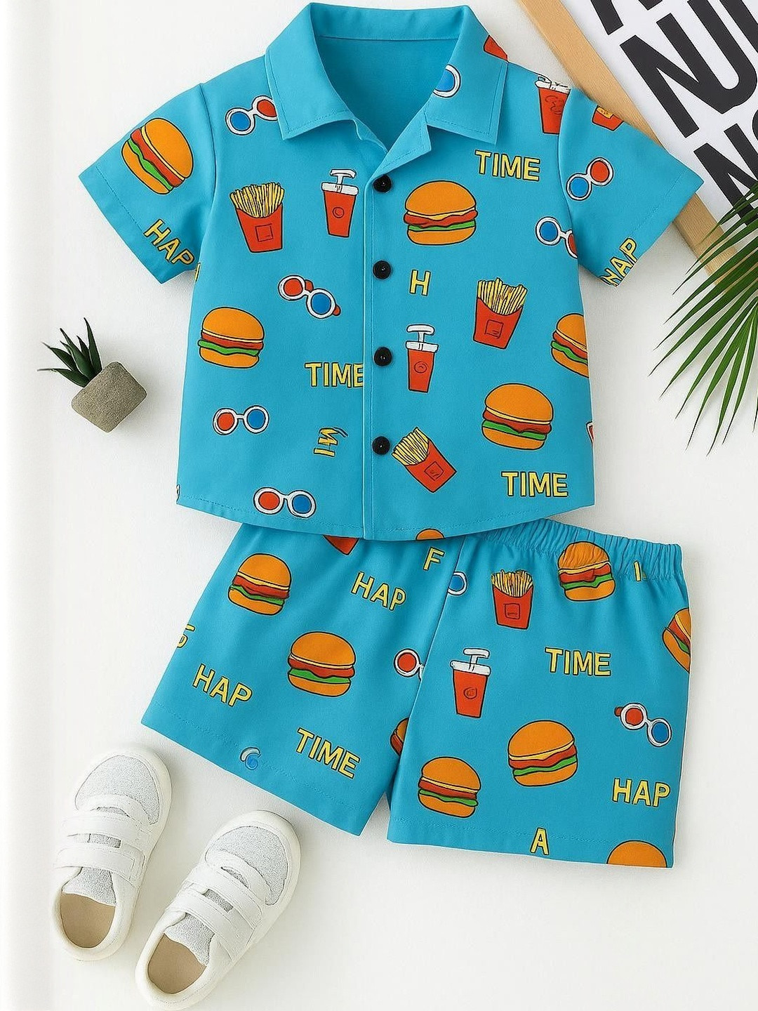 SW SWAGHOSH Boys Pack of 2 Pieces Viscose Rayon Printed Shirt with Shorts