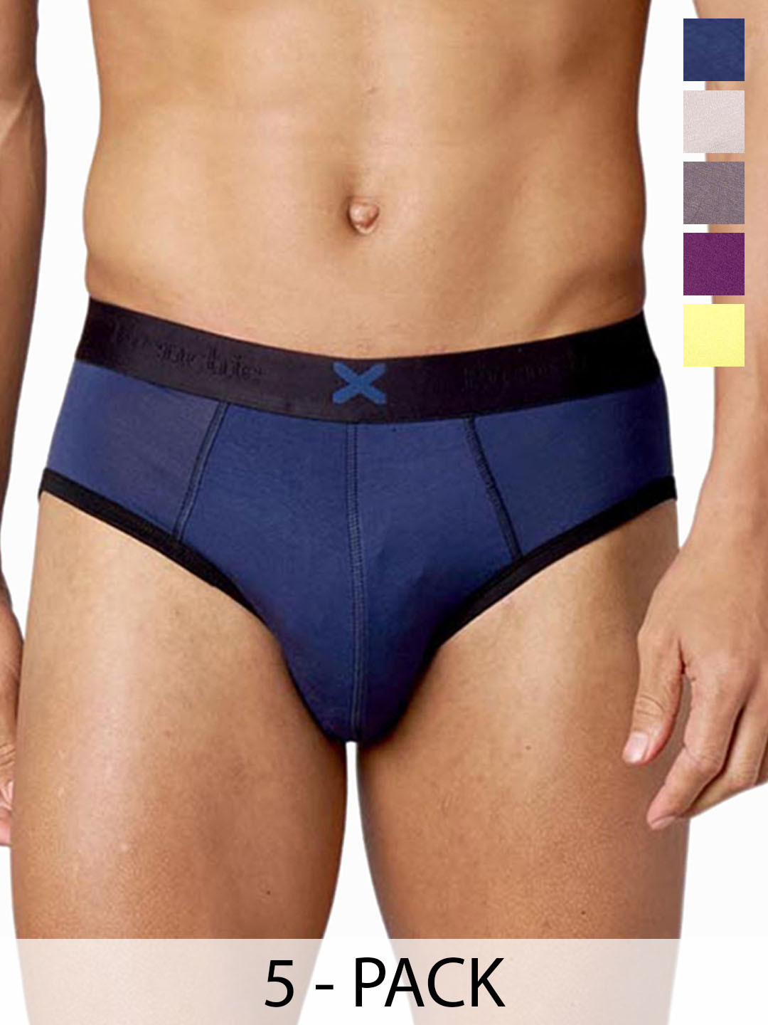 FRENCHIE Men Pack Of 5 Mid Rise Ultrasoft Briefs FR-MI-BF-HYPE-1X5-PO3-CRGRY-S