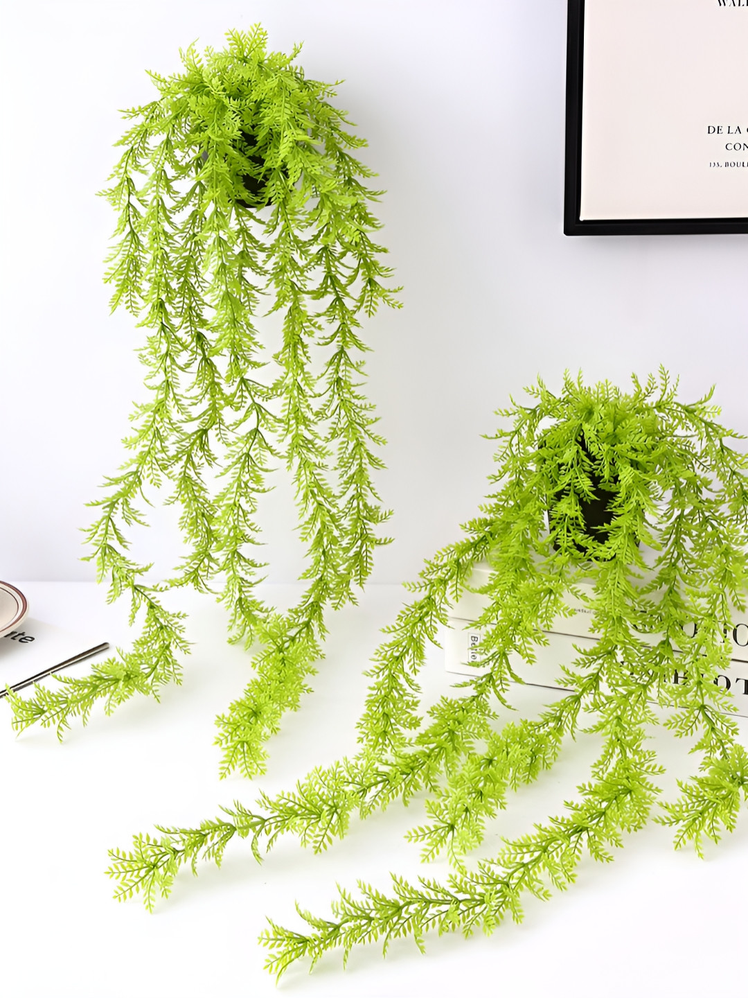 TIED RIBBONS Green 2 Pieces Hanging Fern Artificial Plant With Pot