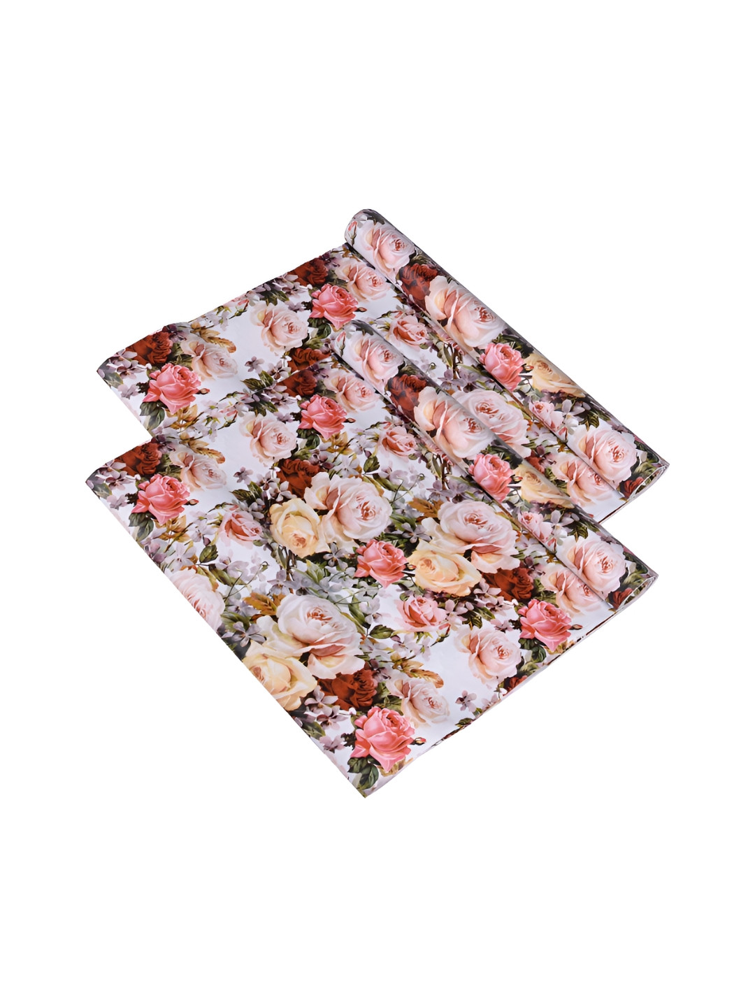 Aura White & Pink 2 Pieces Gulab-Design Shelf Liner Organisers