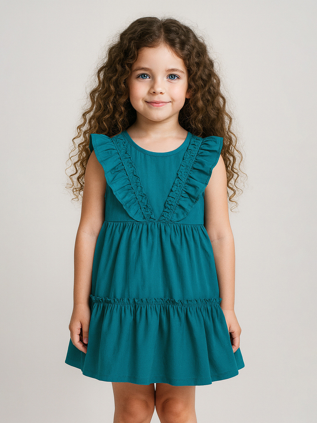 KidsDew Girls Ruffled Tiered A-Line Dress