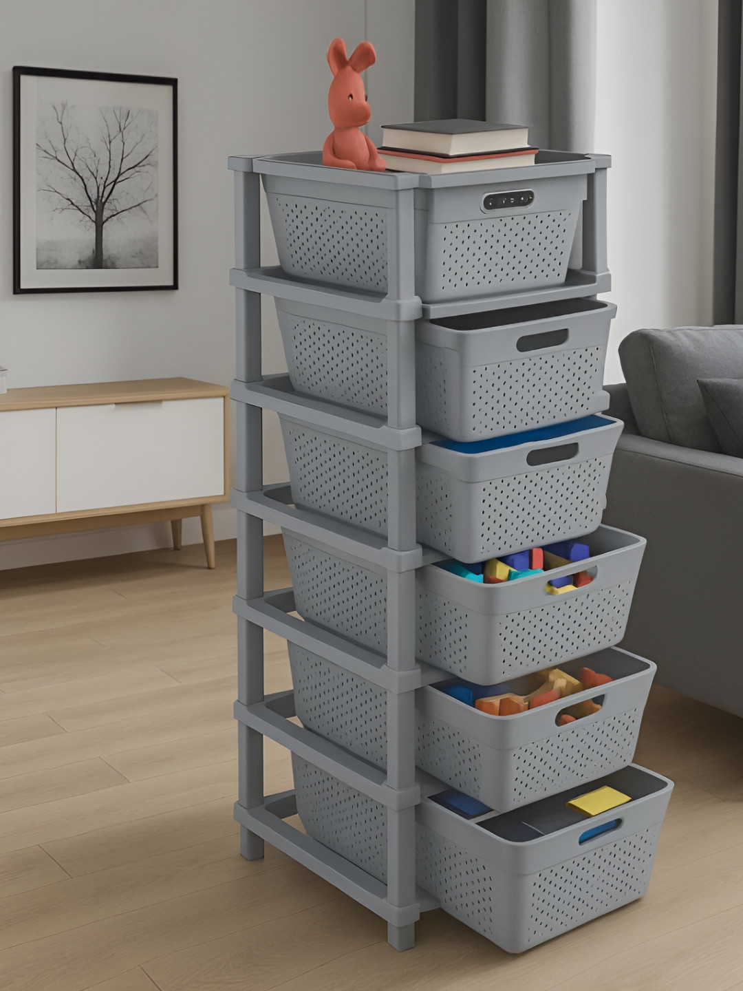 JD FRESH Stylo Grey 6-TierDrawer Organiser