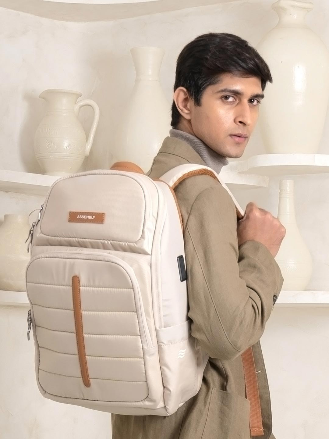 Assembly Odyssey White Premium Laptop Backpack fits upto 15.6 inch laptop - 35 Liters