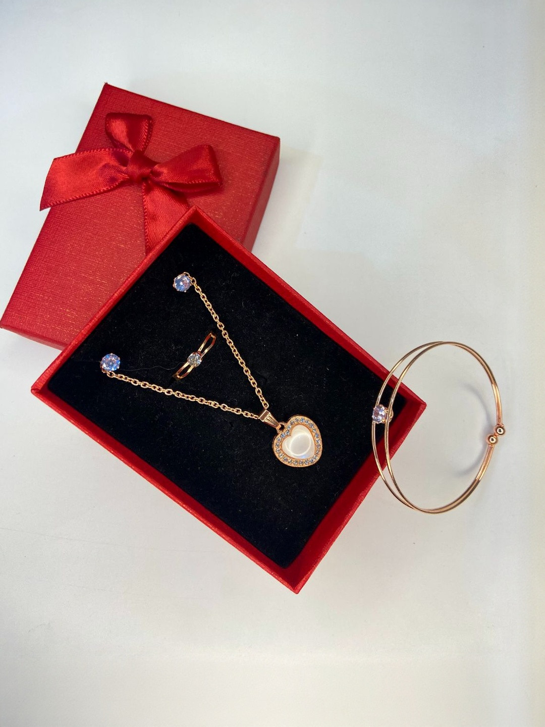 Psight Heart Pendant Necklace Set with Ring & Bracelet