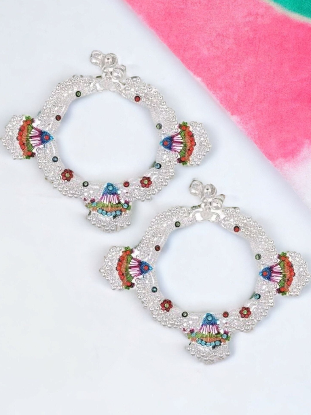 BR Ornaments Silver-Plated Artificial Stones Anklet