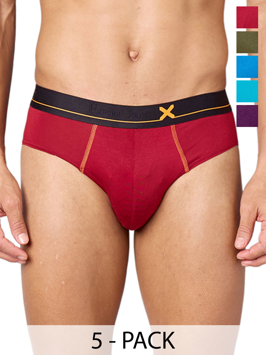 FRENCHIE Pack Of 5 Low Rise Anti Bacterial Hipster Briefs FR-MI-BF-DRIP-1X5-PO5-BOLIV-S