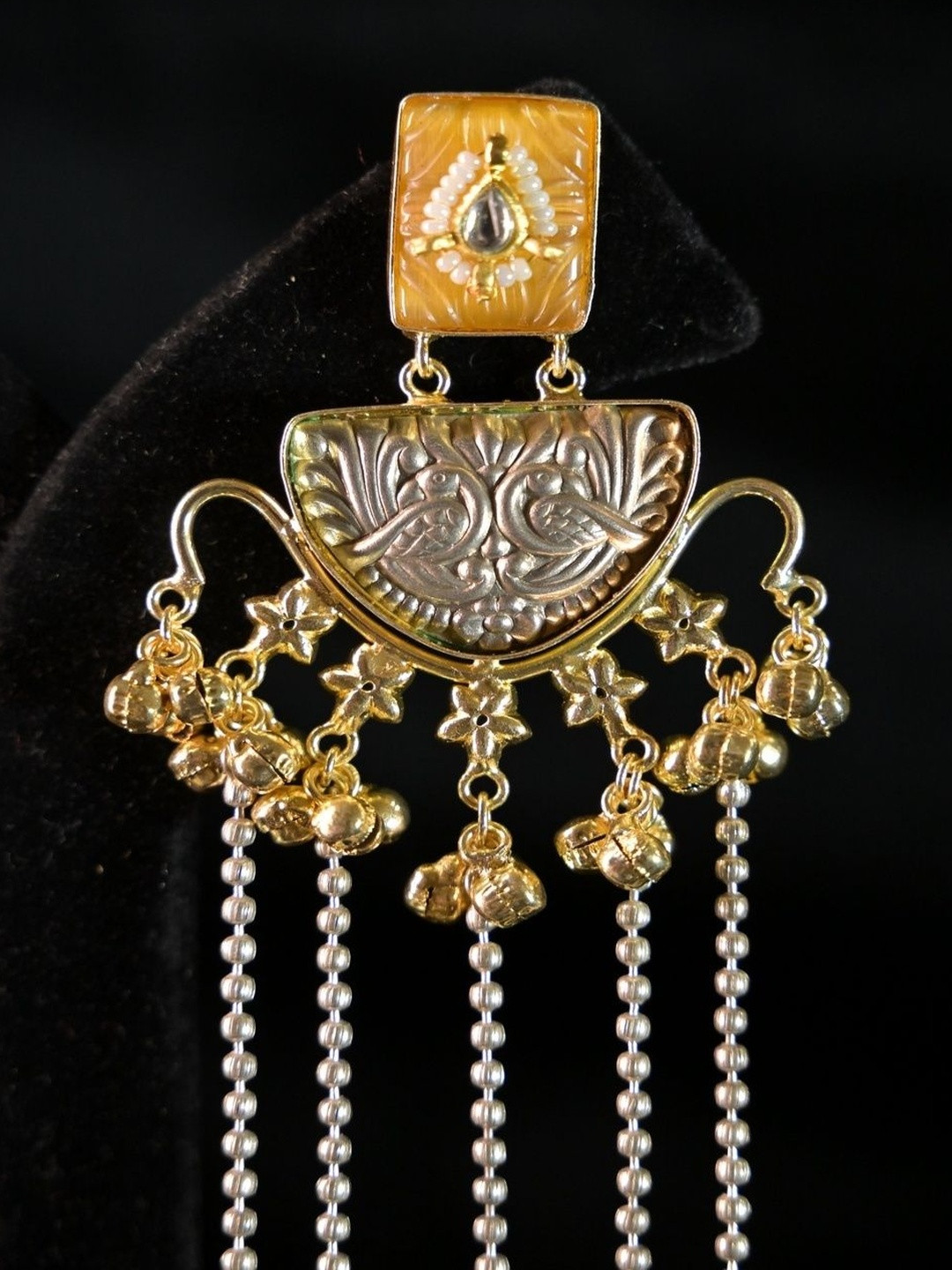 SWAN JEWELS Artificial Stones Studded Square Shaped Drop Earrings