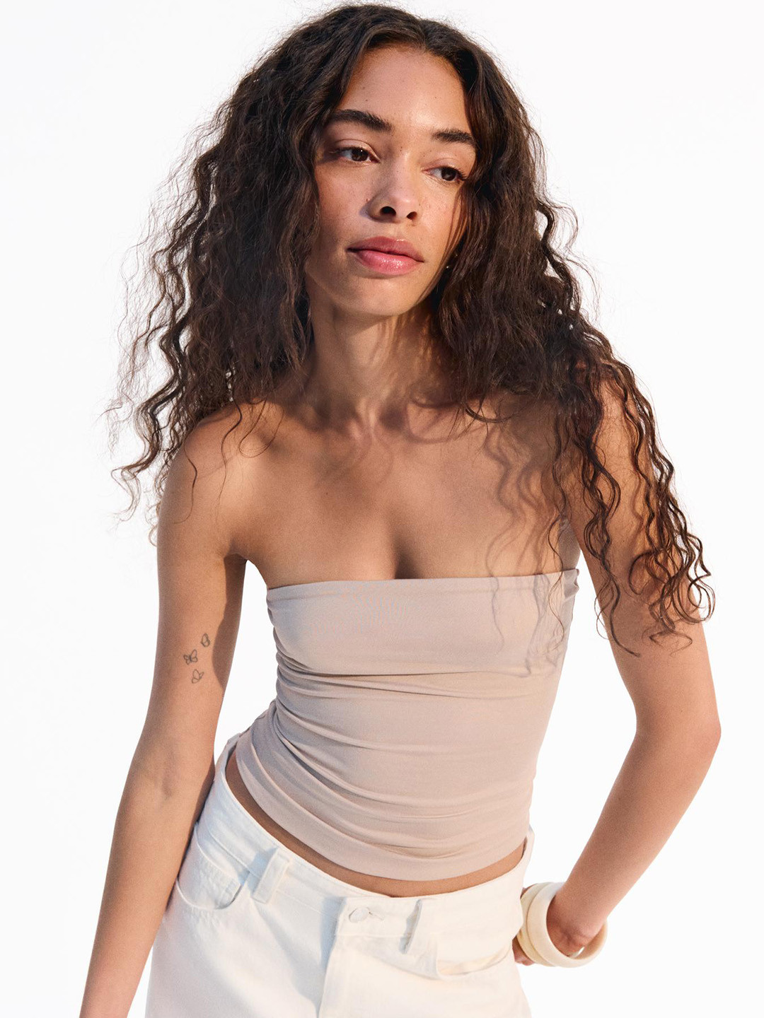 Bershka Strapless Tube Crop Top