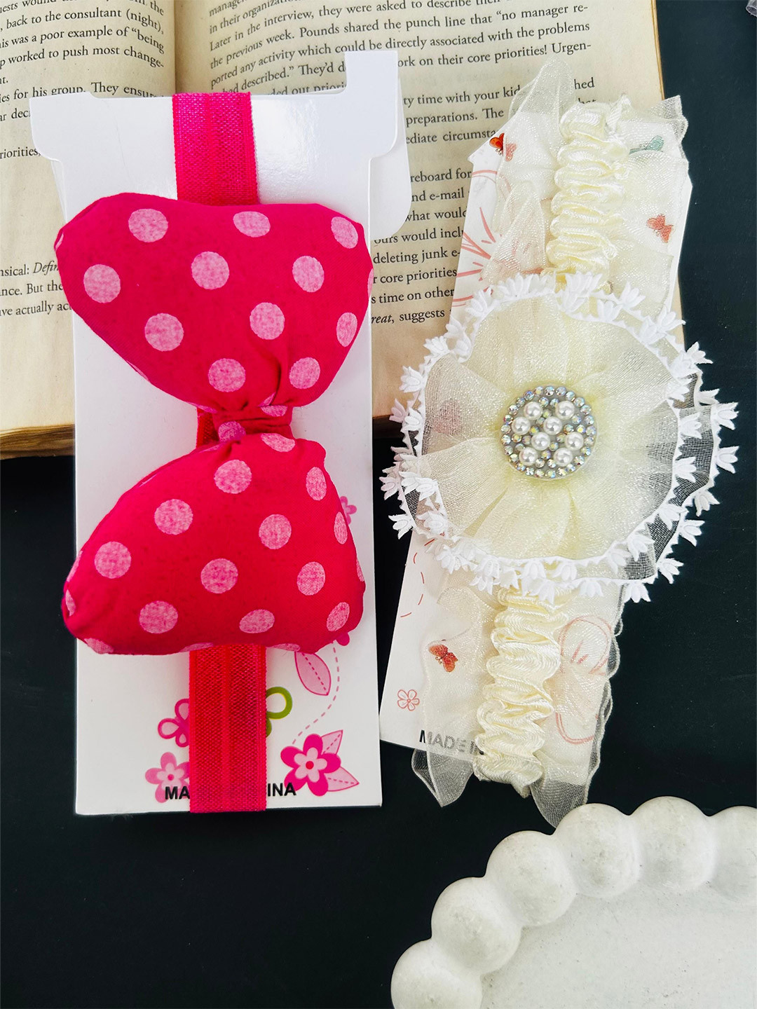 Radhya Accessories Infant Girls Pack Of 2 Bow Elastic Baby Chill Wrap Headband