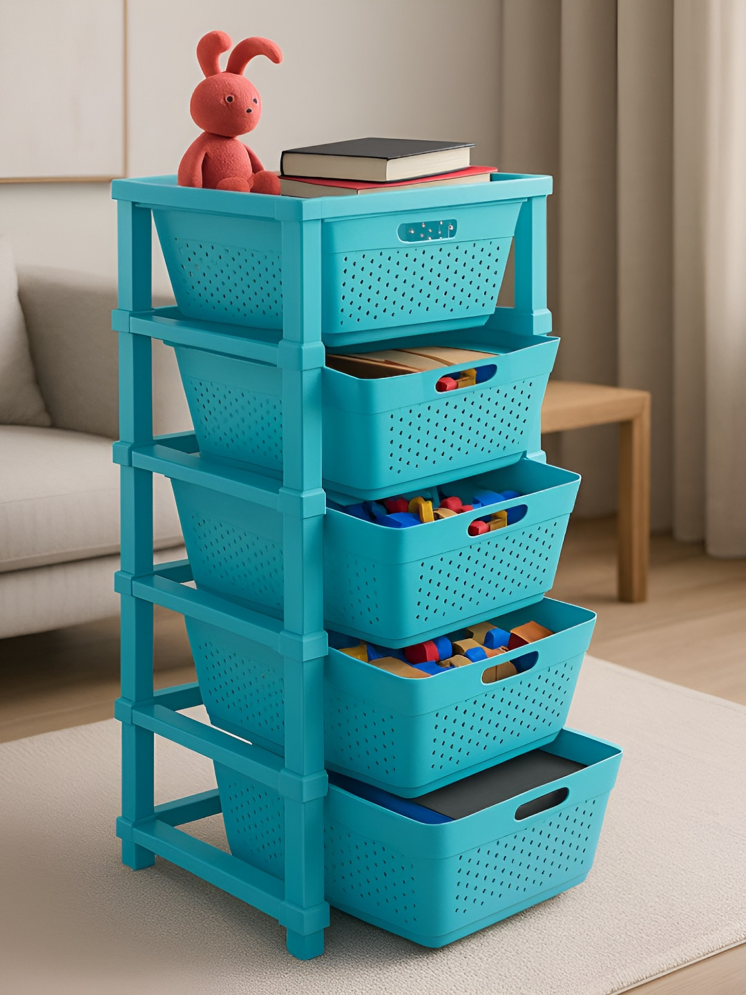 JD FRESH Stylo Blue 5 Tier Drawer Organisers