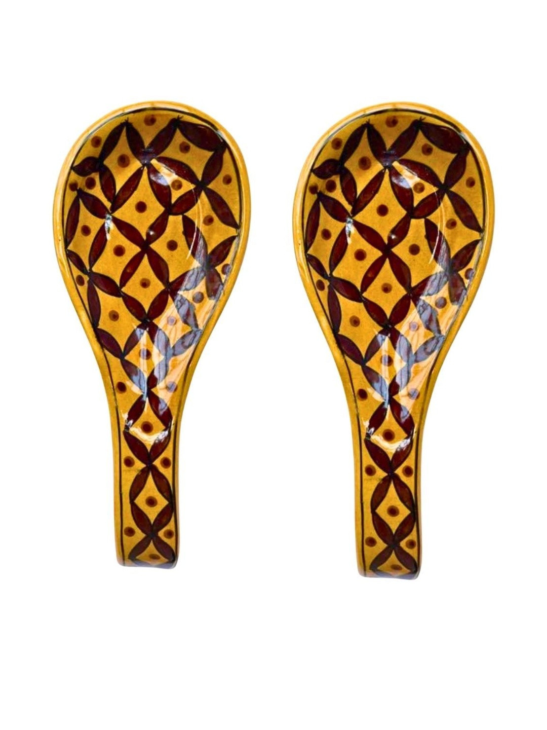 Amoorcart Pack of 2 Mustard Ceramic Spoon Holder