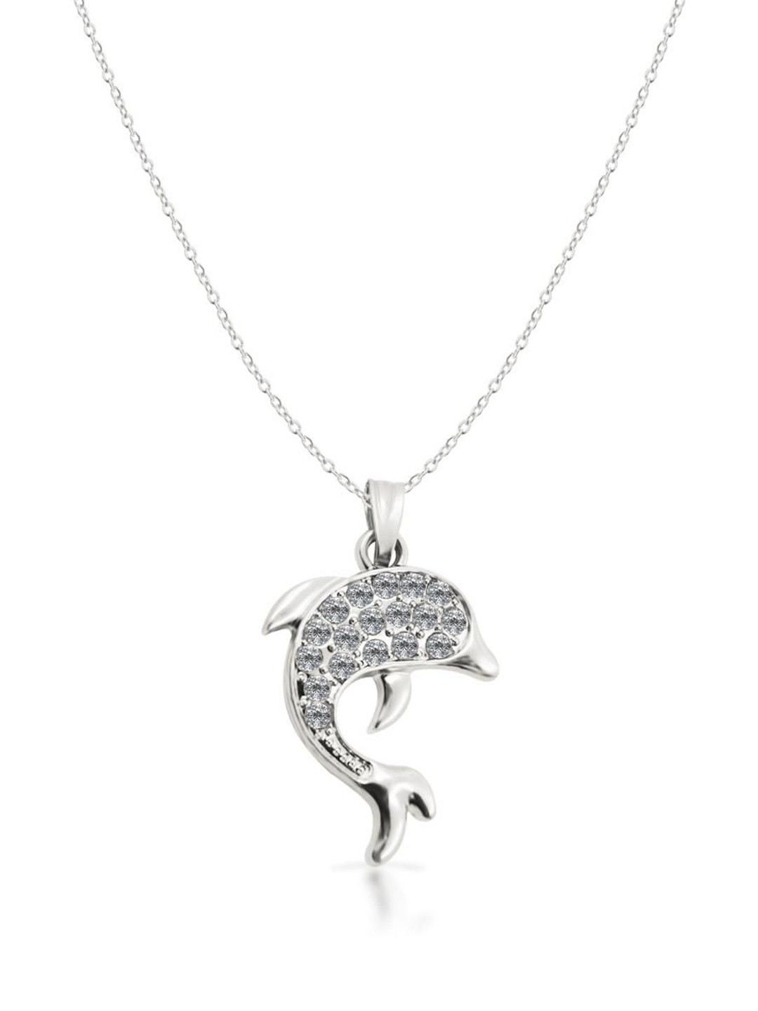 Utkarsh Women Silver-Plated Animal Shaped Dolphin Cubic Zirconia Pendants