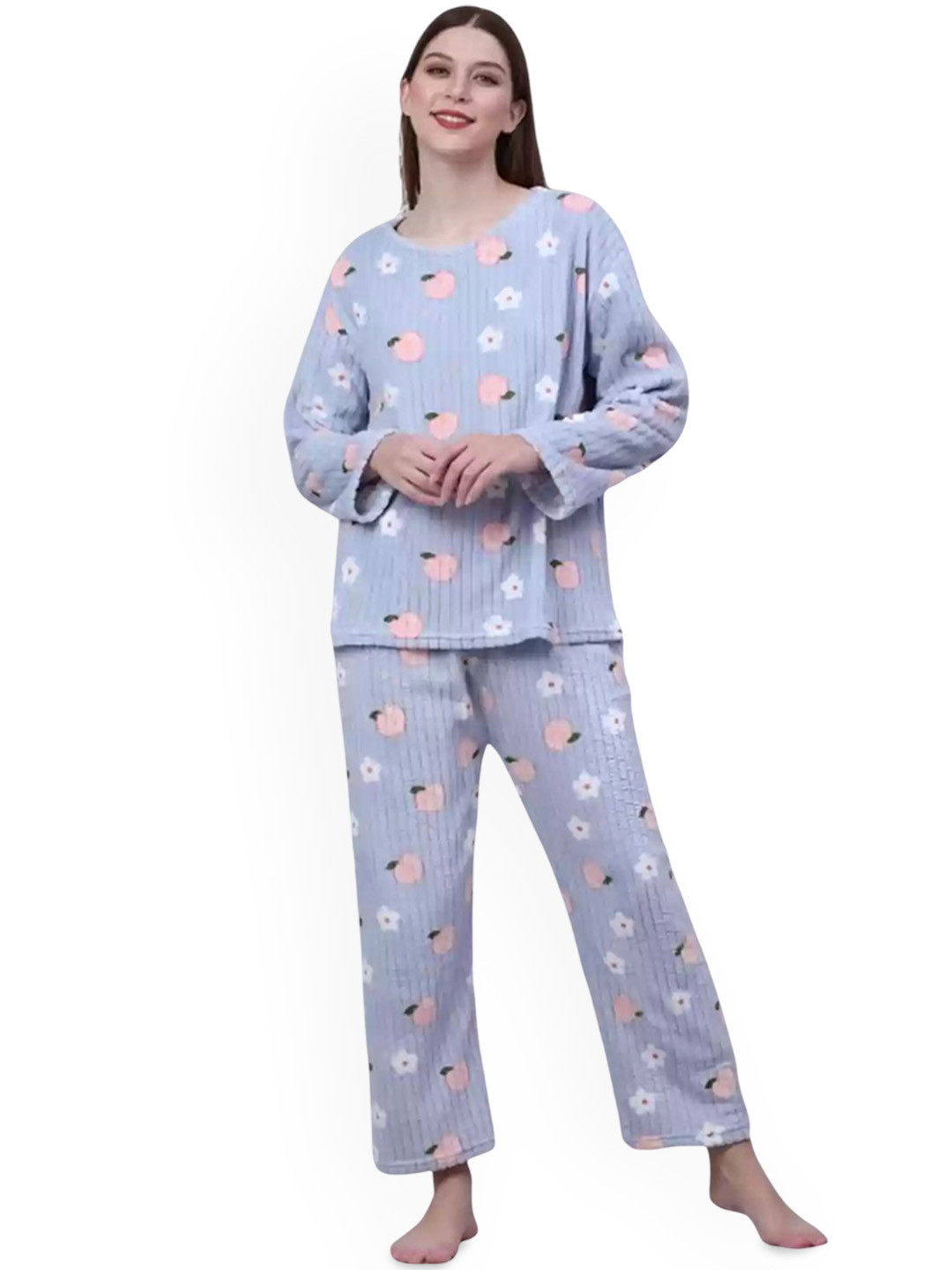 BAESD Women Printed Wool Top & Trousers Night Suits