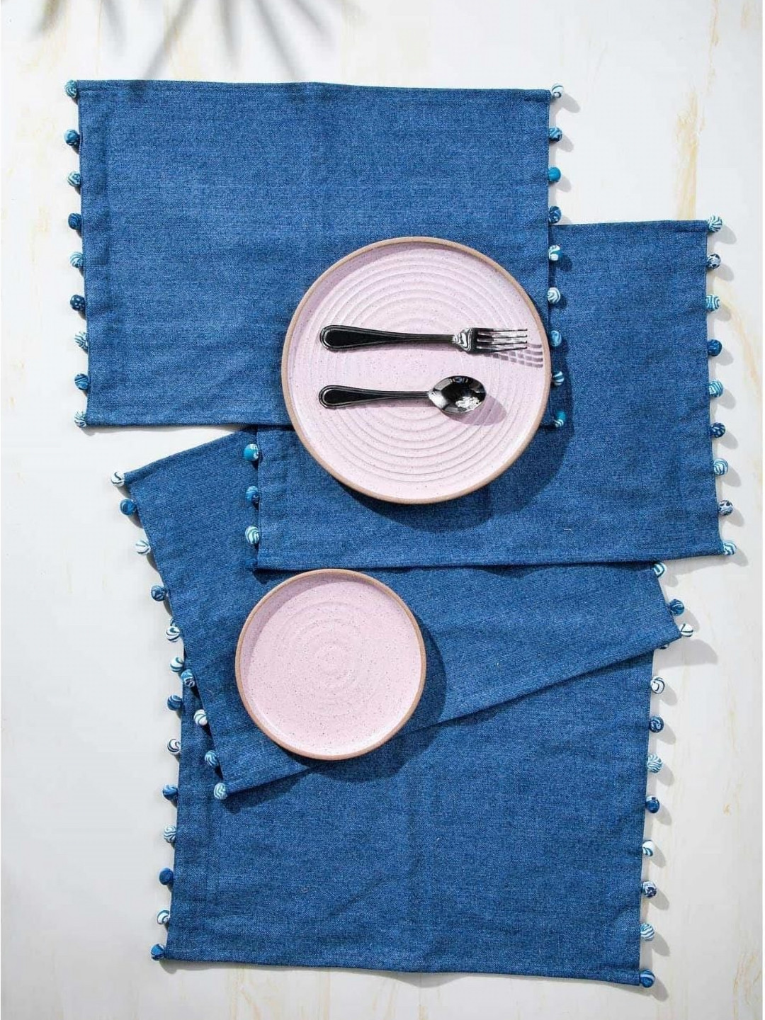 FREEDOM TREE Blue 4 Pieces Denim Woven Cotton Table Placemats