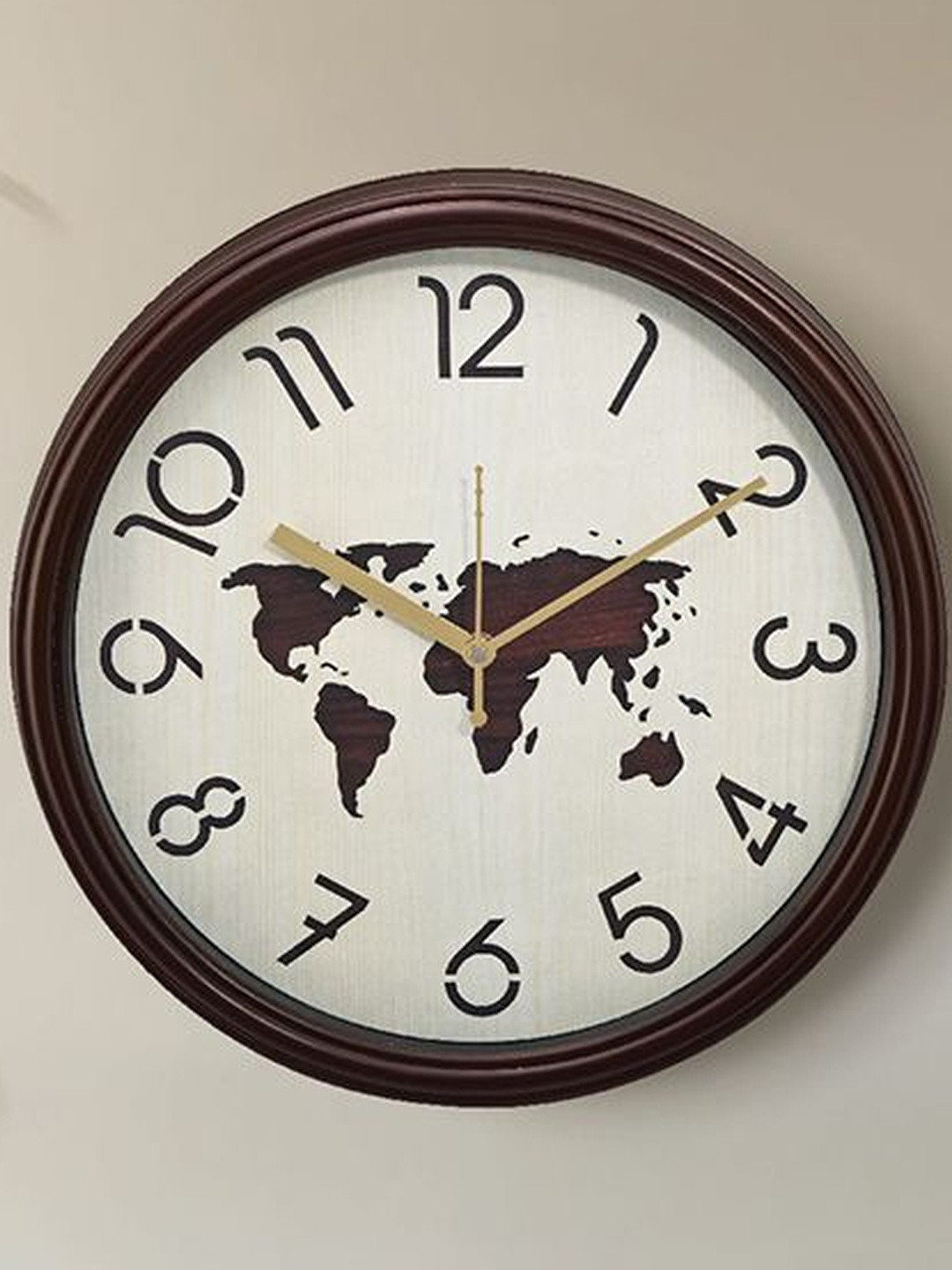 Myntra Elegant Homes Cream Colored & Brown Wall Clock