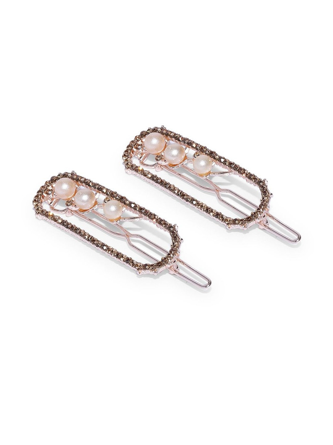 Anxvi Girls Rose Gold Set of 2 Beaded Hair Pin