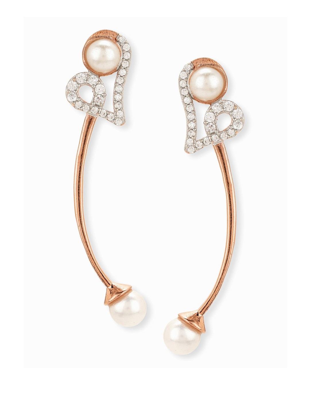 Voylla Rose Gold-Plated AD Studded Ear Cuff