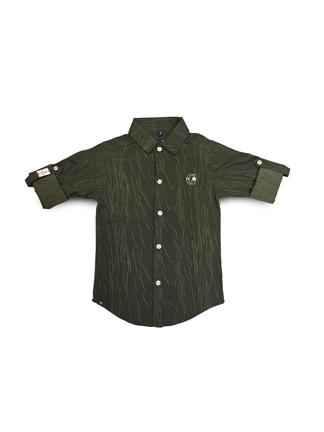 Havok kids Green Cotton Spread Collar Solid Shirts