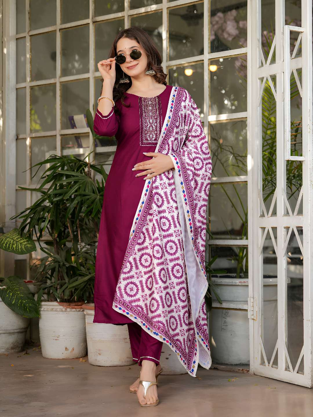 Happy Design Women Solid Kurta with Trousers & Dupatta