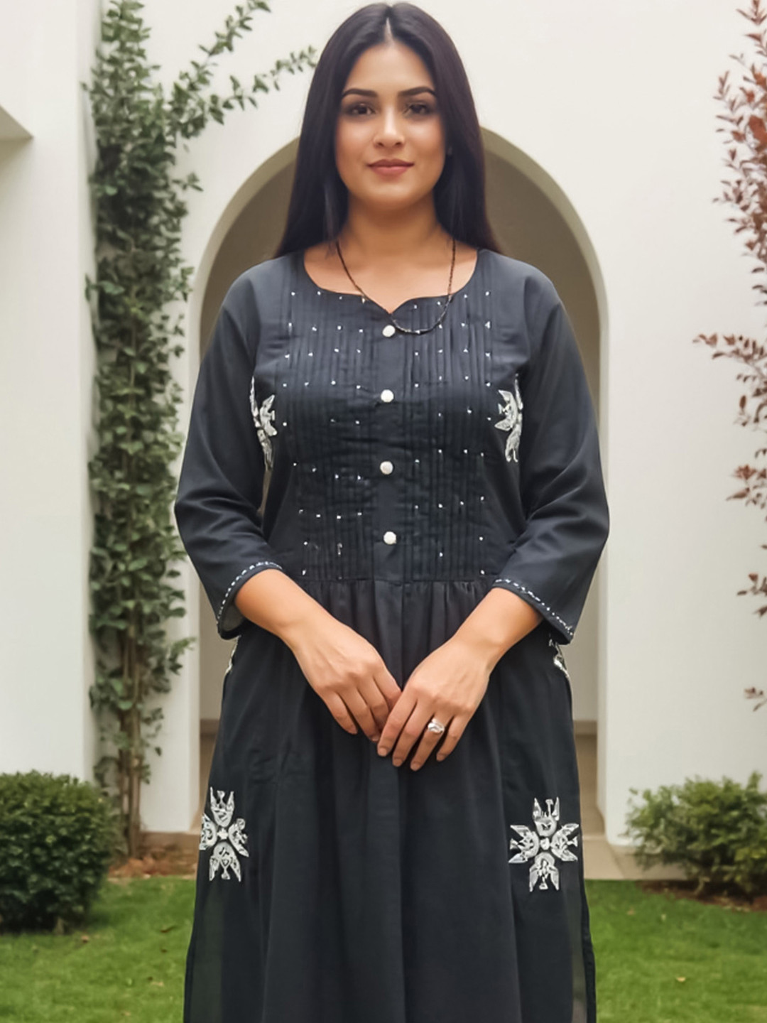 Indo Era Floral Embroidered A-Line  Co-Ords Set