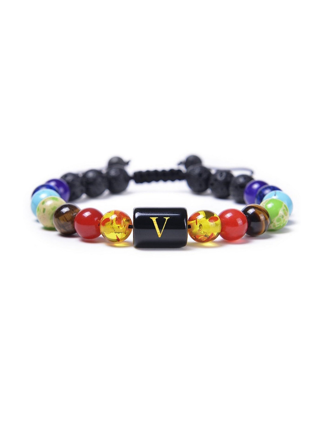 EDMIRIA Unisex Gold-Toned 7 Chakra Artificial Beads Wraparound Bracelet