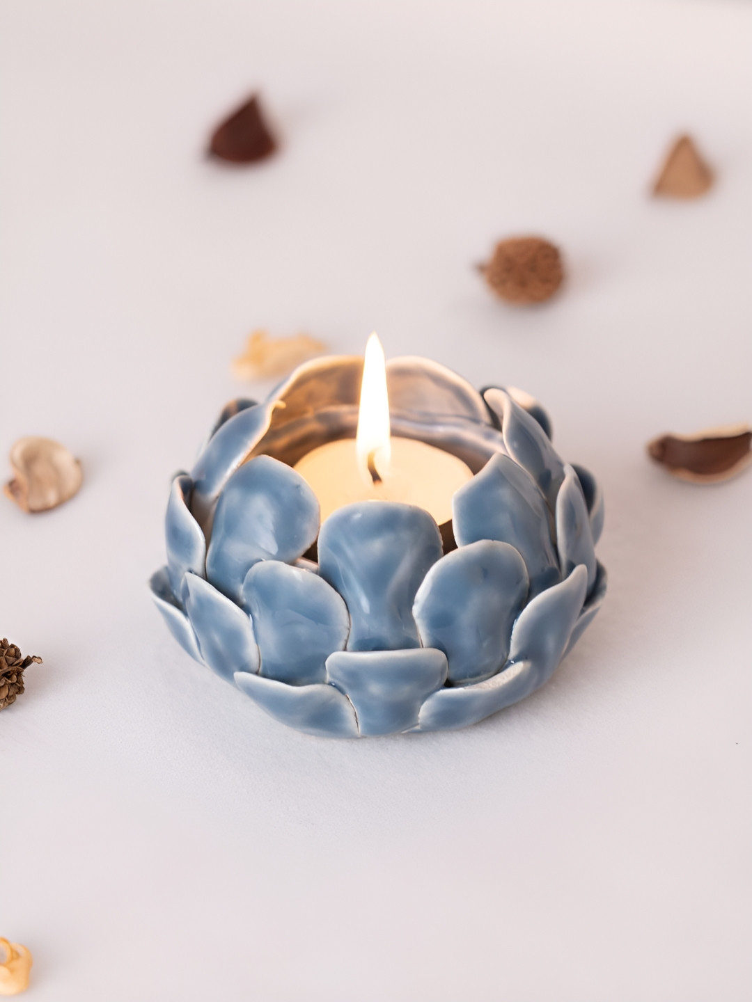 haus & kinder Blue Artichoke Tea light Ceramic Candle Holder