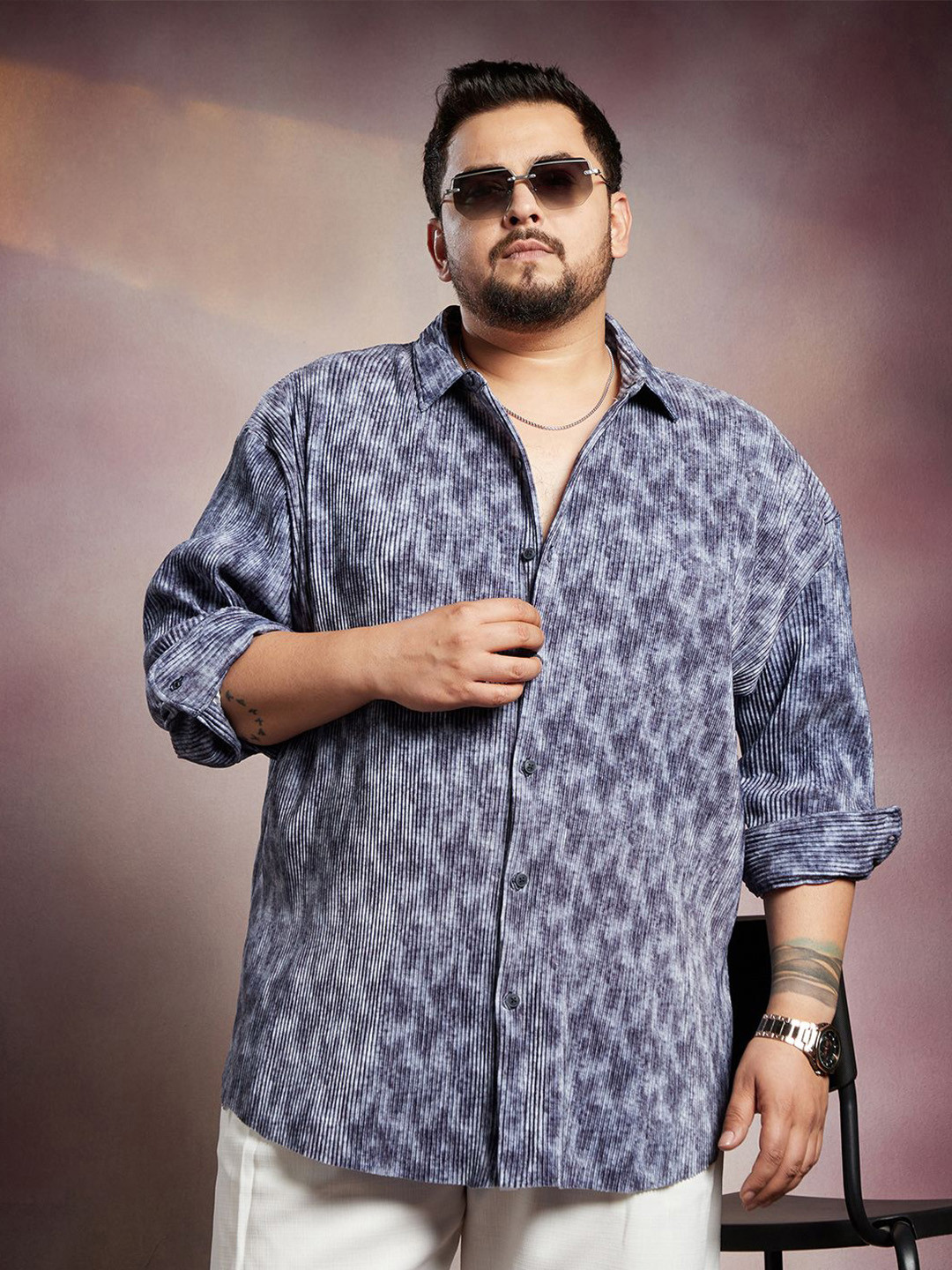 Instafab Plus Comfort Relaxed Fit Faded Corduroy Casual Shirt