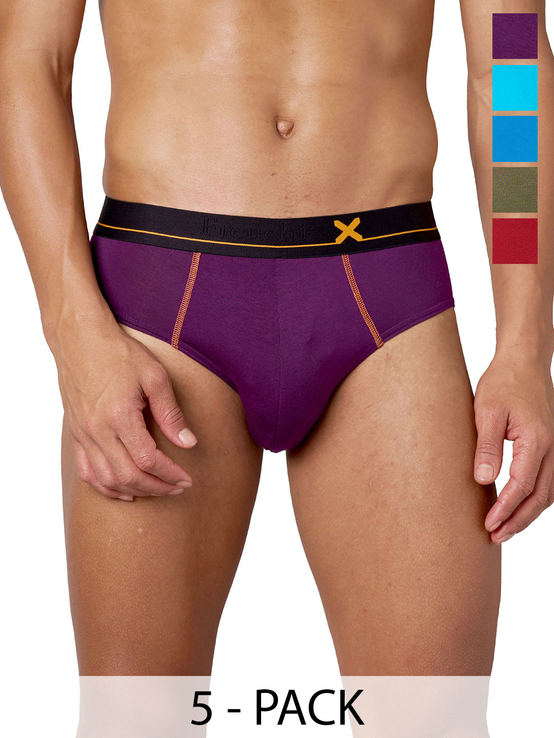 FRENCHIE Pack Of 5 Men Solid Mid Rise Stretchable Basic Briefs