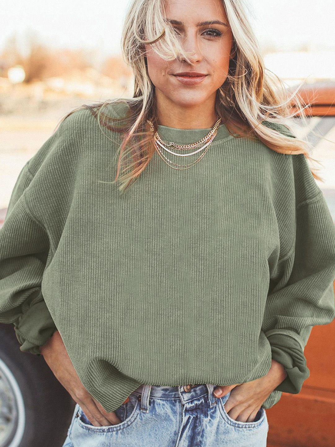 JC Mode Women Ribbed Sweatshirt
