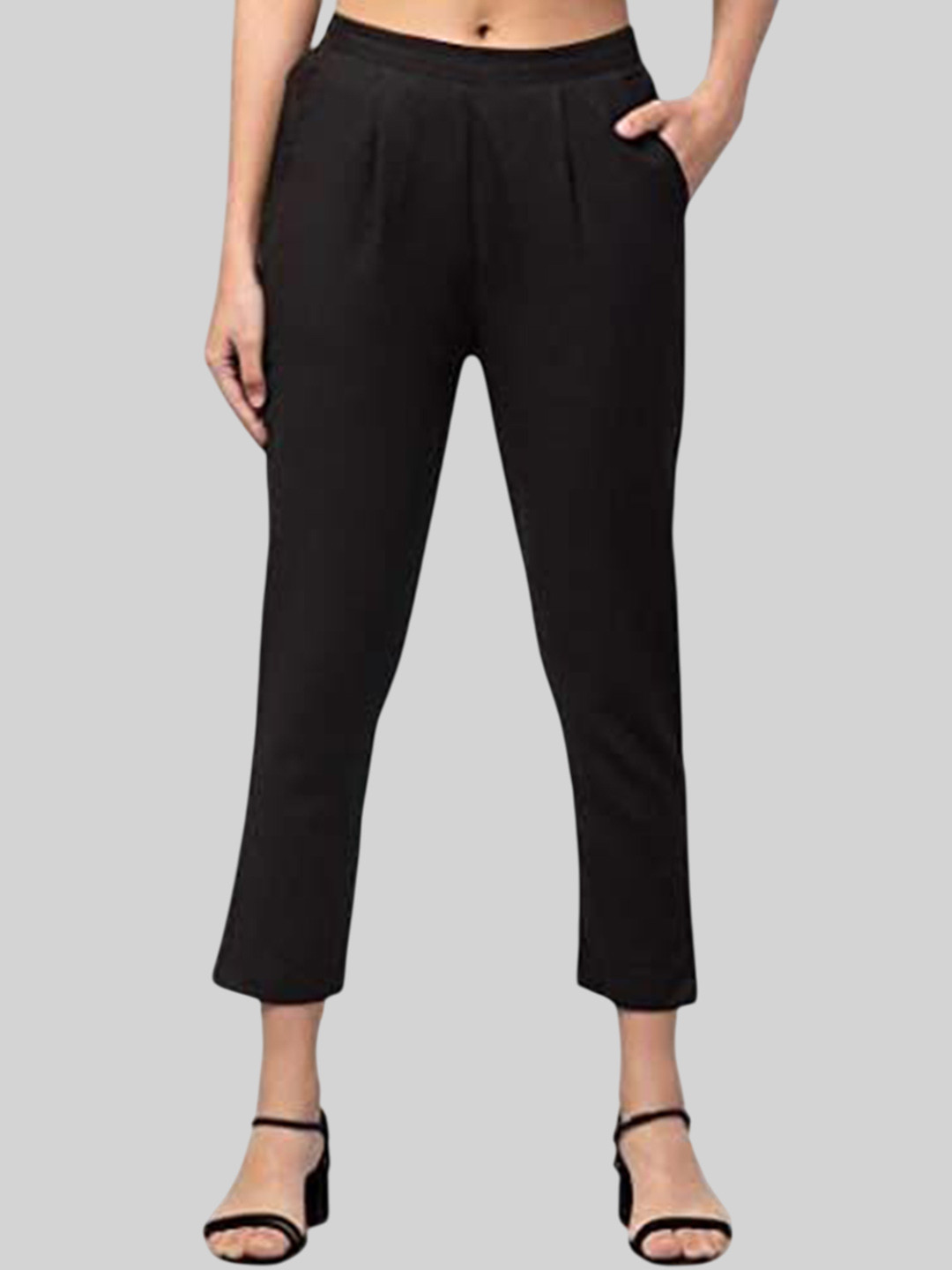 Thrifty Thread Women Smart Pleated Regular Fit Cotton Trousers