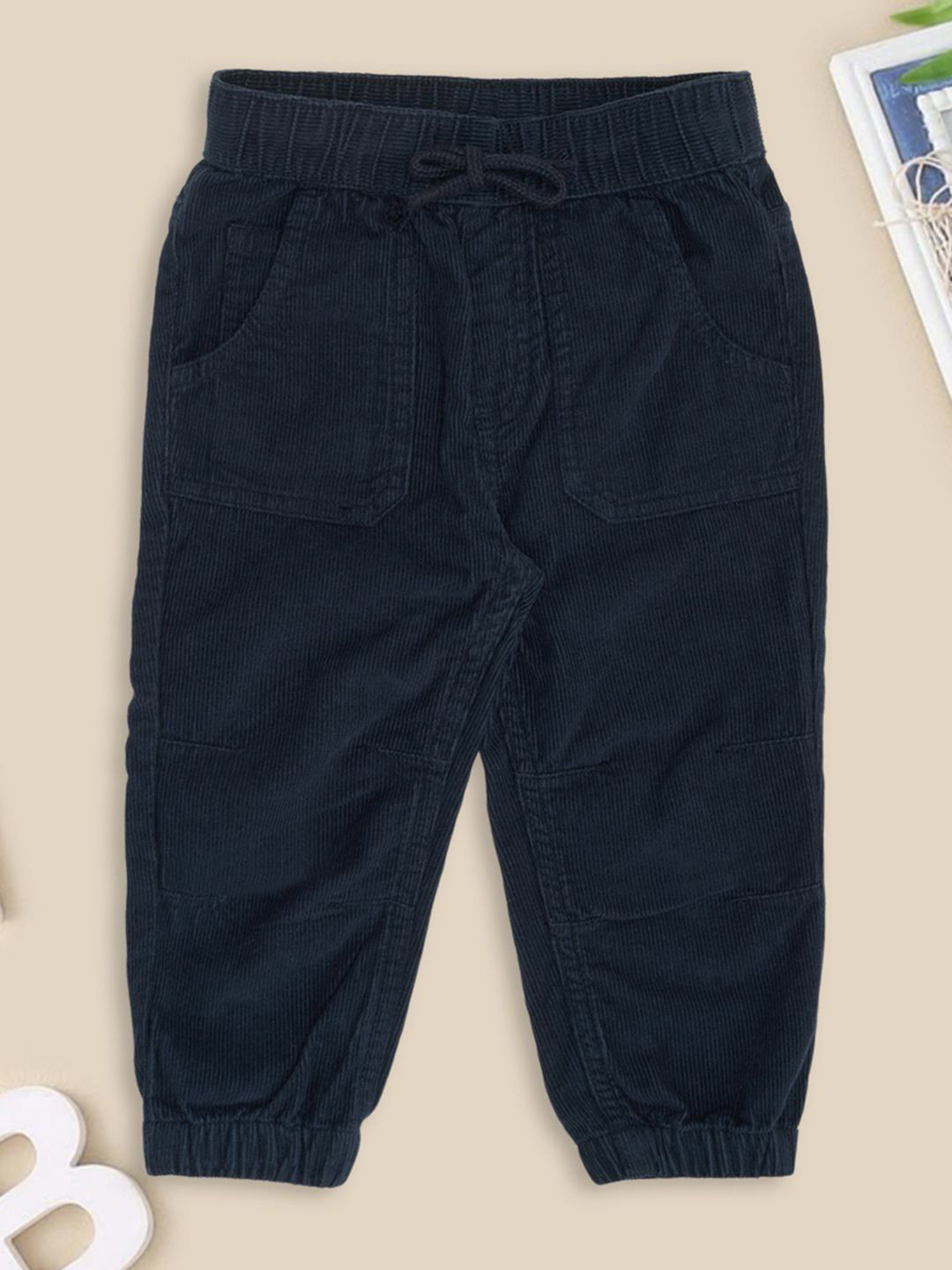 Pantaloons Baby Boys Pure Cotton Mid-Rise Corduroy Jogger Trousers