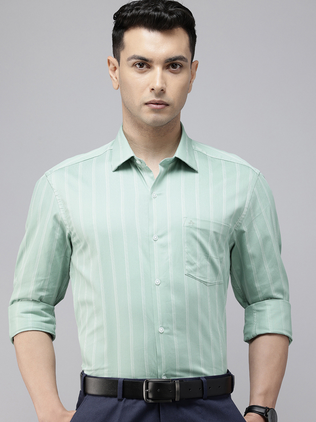 Arrow Pure Cotton Manhattan Slim Fit Vertical Striped Formal Shirt