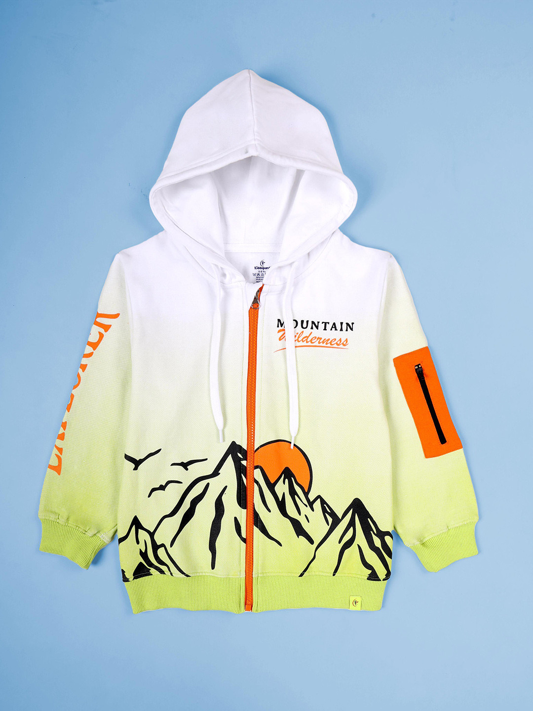 KiddoPanti Boys Graphic Printed Zip-Up Hooded Sweatshirt