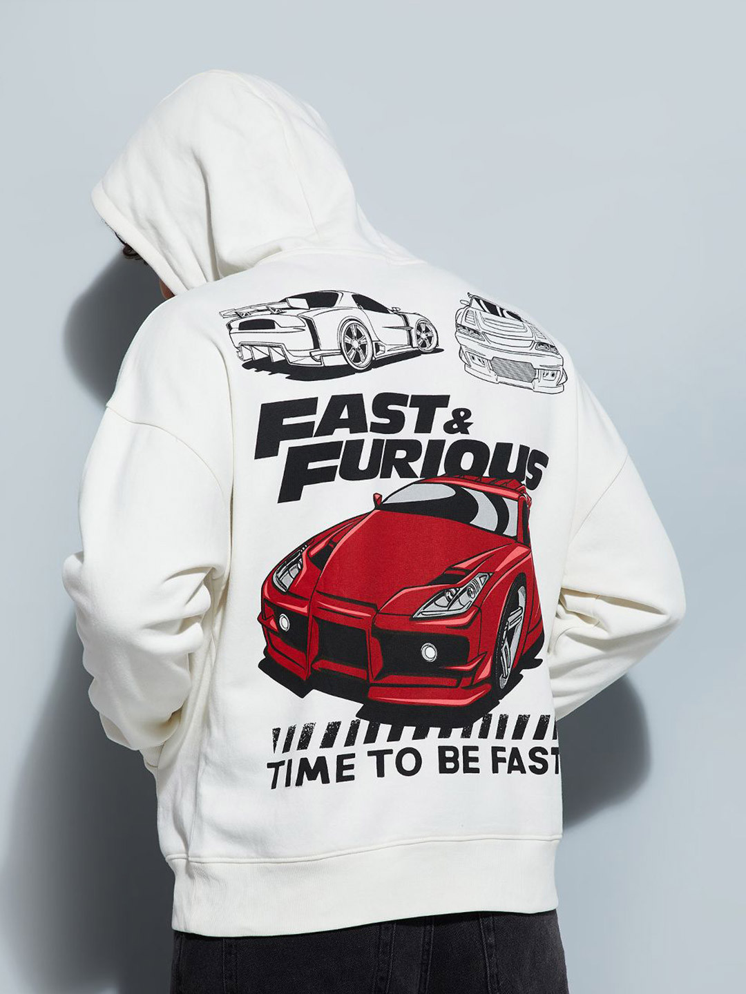 max Men Typography Printed Hooded Sweatshirt