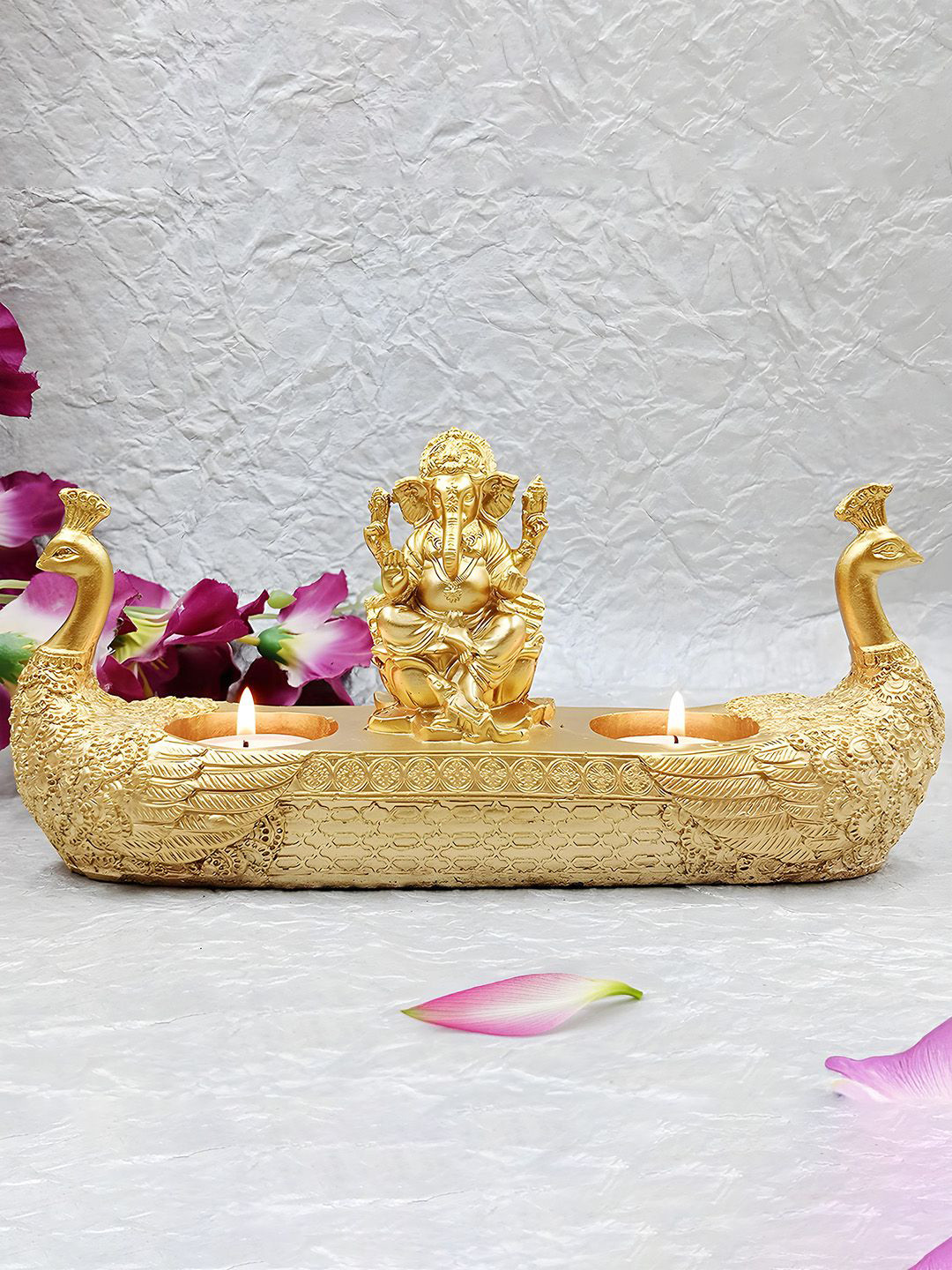 Kuber Industries Gold-Toned Lord Ganesha Religious Idol Showpiece