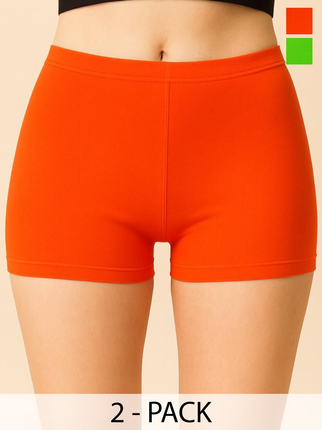 CKARFE Pack Of 2 Mid Rise Combed Cotton Briefs CF SBT-33 D Orange,Lt. Green XS-2